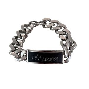 Speidel Vintage Men’s Heavy Silver “Steven” Name Plate ID Bracelet